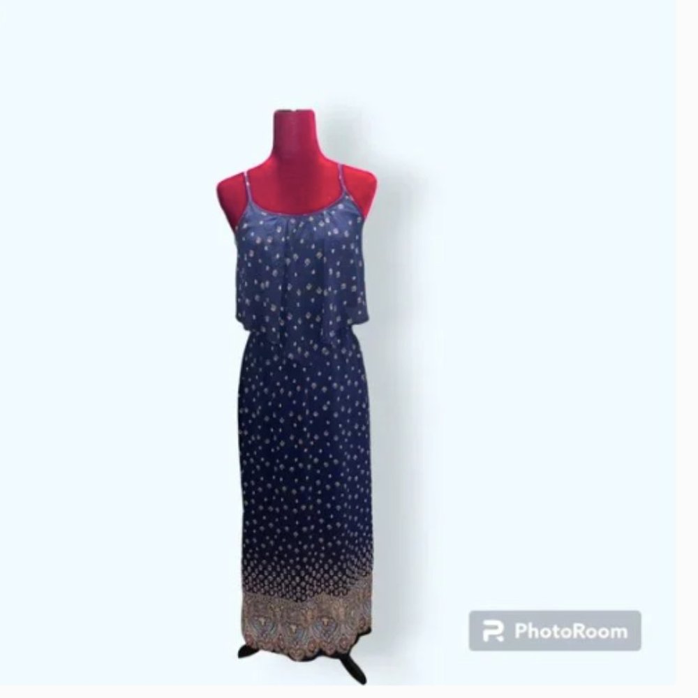 EUC Xhilaration Target Boho Tiered Sheer Chiffon Sleeveless Maxi Dress, Size M